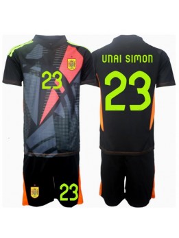 Španjolska Unai Simon #23 Golmanski Dječji Gostujuci Dres kompleti EP 2024 Kratak Rukavima (+ kratke hlače)